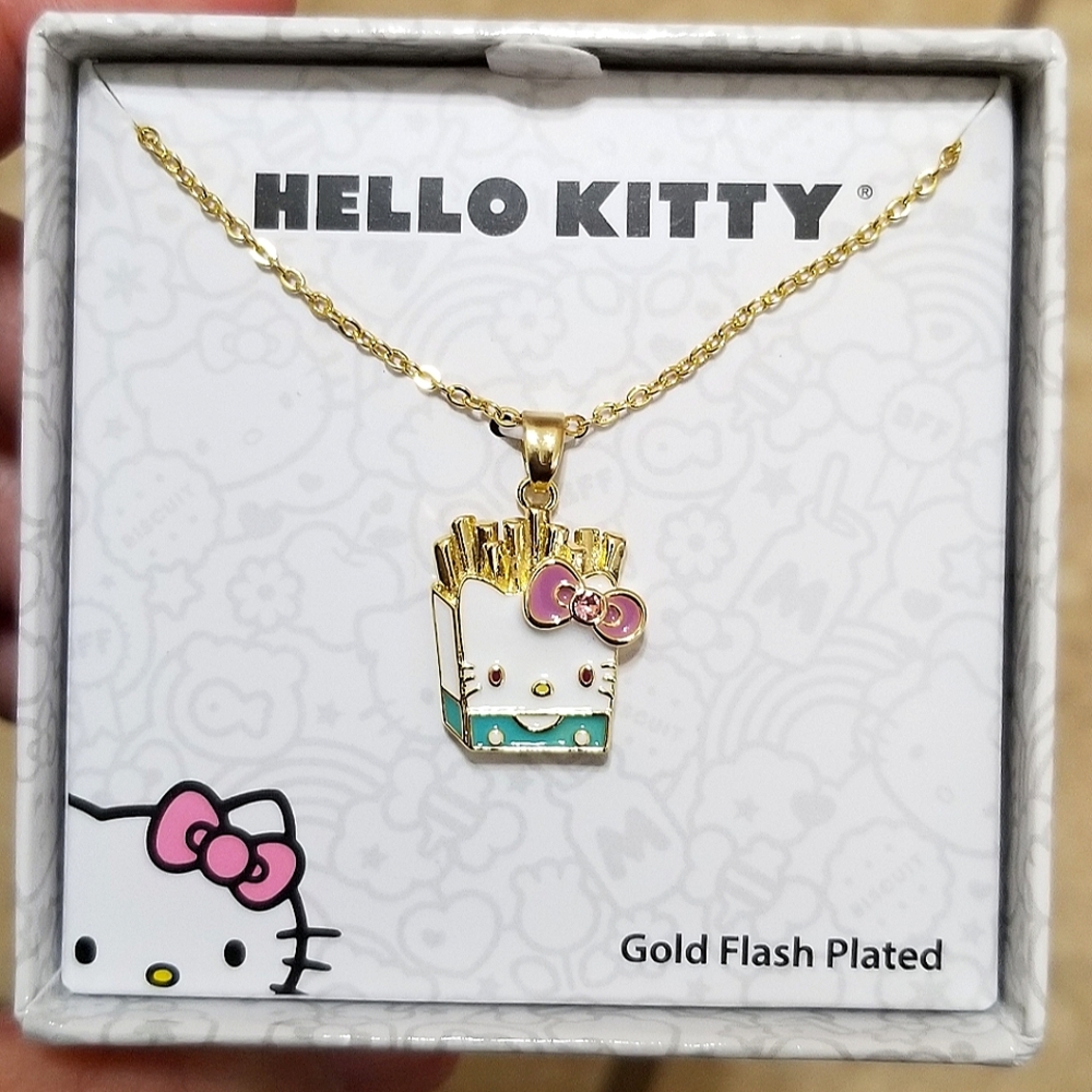 Sanrio Hello Kitty French Fries Gold Flash Plated Necklace - Picture 1 of 4